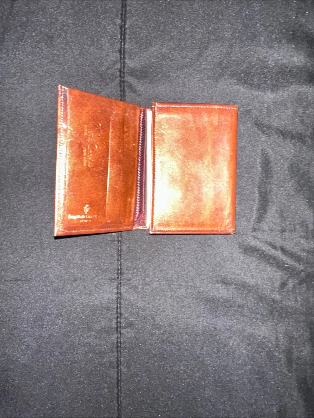 Vintage English Leather Brand Mens Cowhide Marble Grain Brown Trifold Wallet